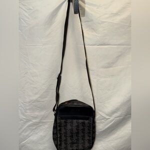 Lacoste Black and Gray Patterned Messenger Bag